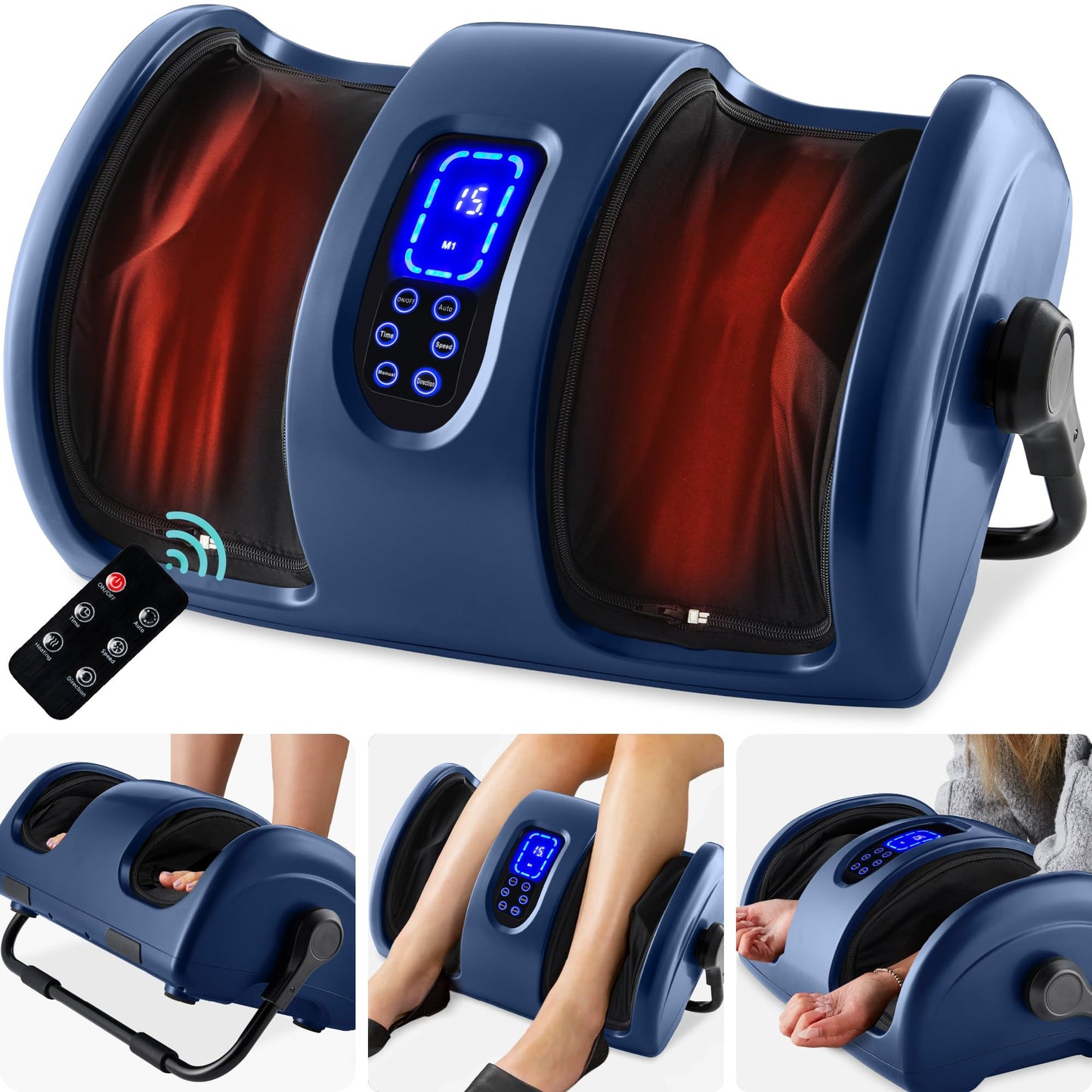 Best Choice Products Heated Shiatsu Foot Massager for Pain Relief, Plantar Fasciitis, Neuropathy, Blood Circulation w/Compact Design - Burgundy