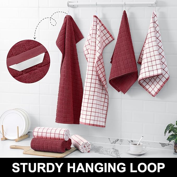 Homaxy Premium Cotton Kitchen Towels 16"x 28", Large Natural Ring Spun 390 GSM