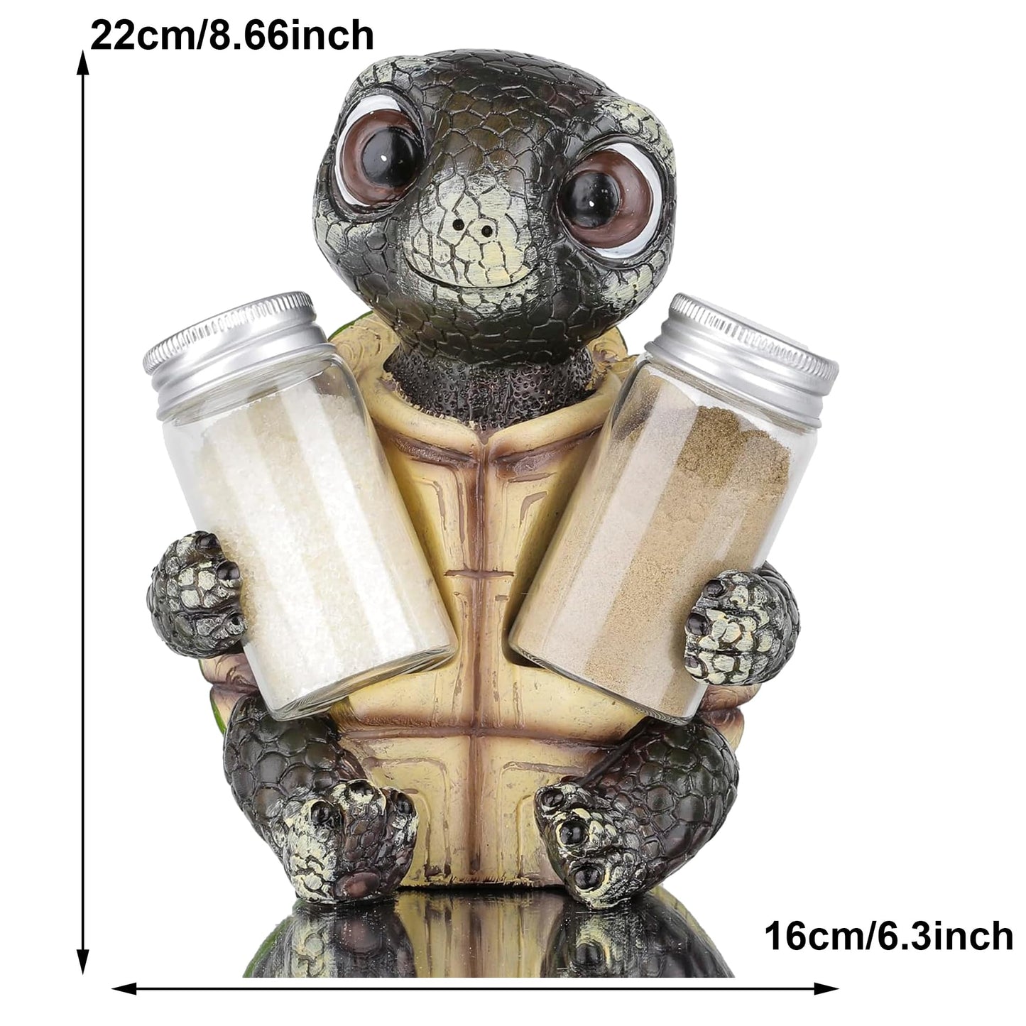 Sea Turtle Salt and Pepper Shaker Holder with Glass Jars