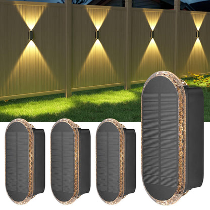 ELLASAY Solar Fence Lights Outdoor Garden,3000K/4000K/6000K 3 Modes Brighter Garden Wall Lights Solar Powered Waterproof IP65 for Patio/Backyard/Porch/Pool Decorations,4PK