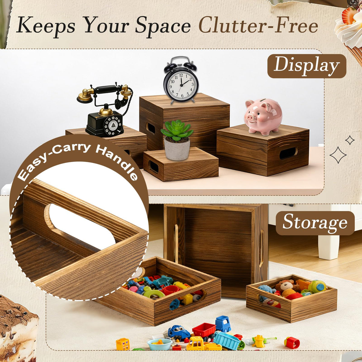 nplehome 8 Pack Buffet Risers Wood Display Stands Cupcake Stand Catering Supplies Buffet Display with Mini Signs Food Risers for Buffet Table Display Stand for Party, Wedding, Birthday