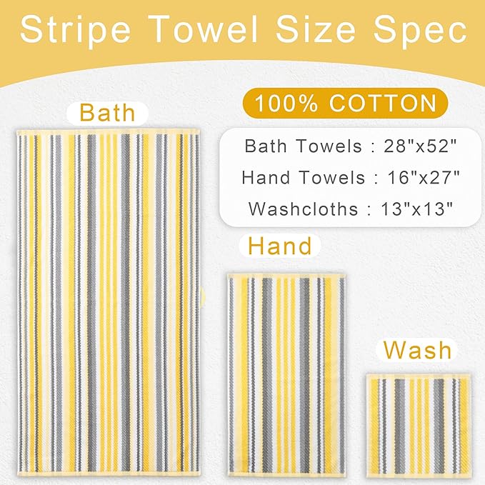 Yellow Striped Washcloths 6PC