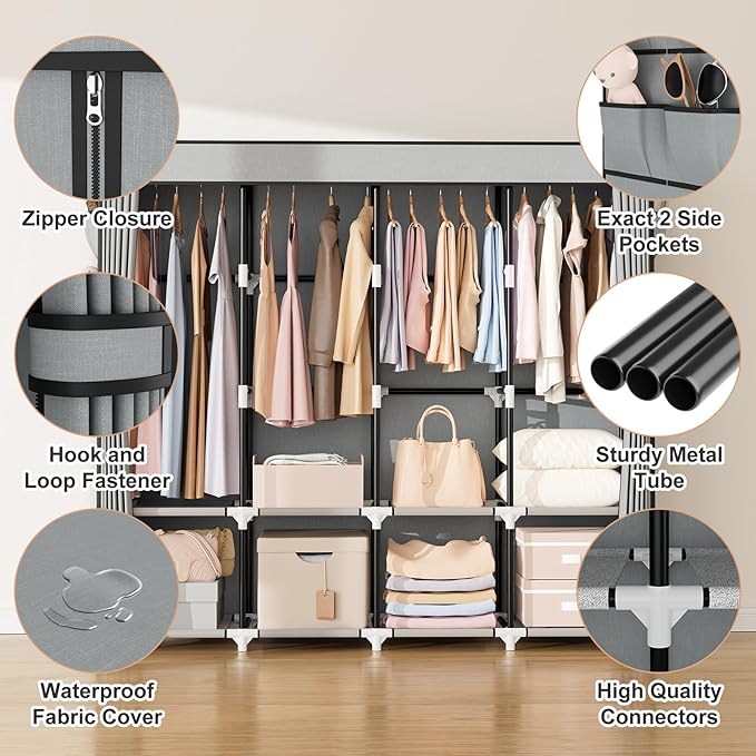 VTRIN Portable Closet for Hanging Clothes 67 Inch Wide Large Capacity Portable