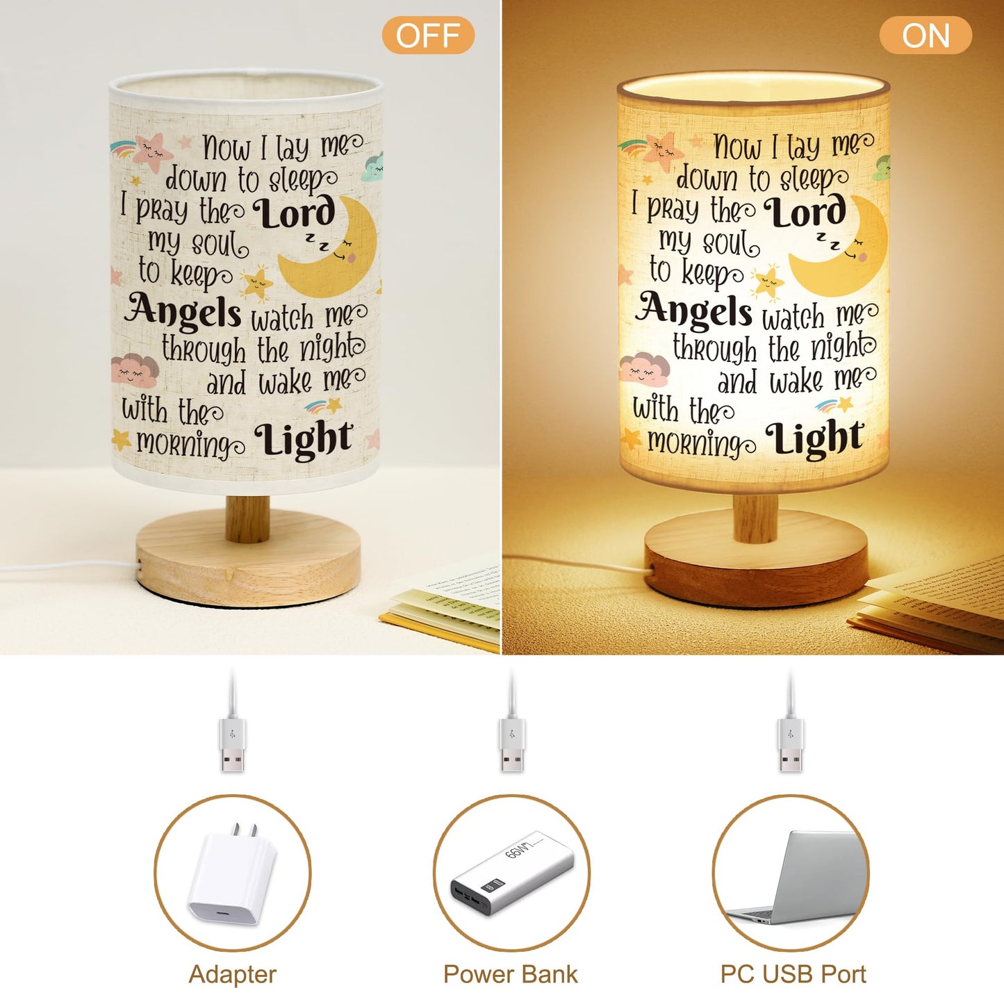 WSYEAR Baptism Gifts for Girl & Boy - Baby Christening Gifts, Nursery Decor Night Light - Now I Lay Me Down to Sleep