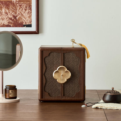 Wenseny Lockable Walnut Jewelry Box with Key, 5-Layer Jewelry Organizer Storage Box for Necklaces, Rings, Earrings & Bracelets - Mothers Day Gifts for Mom