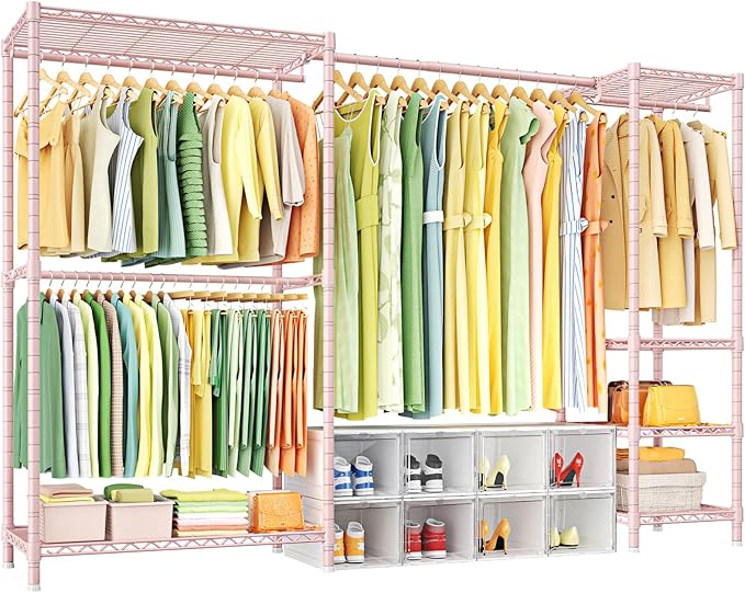 Ulif E10 Clothes Rack（With Stretchable Hanger Rod）Freestanding Clothing Racks