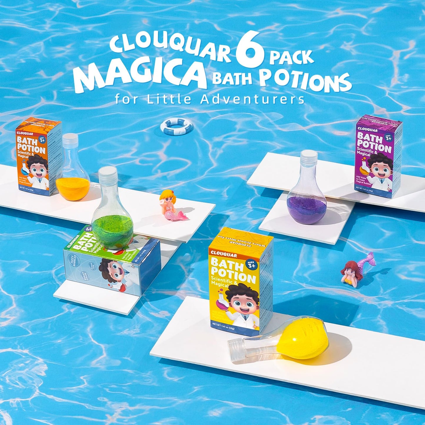 CLOUQUAR Kids Bath Bomb Potions, 6 Pack Non-Toxic Fizzy Bubble Bath Explosions, Colorful Burst Bath Potions for Kids, Scientific & Magical Bath Time Buddy, Fun & Educational Bubble Bath for Kids