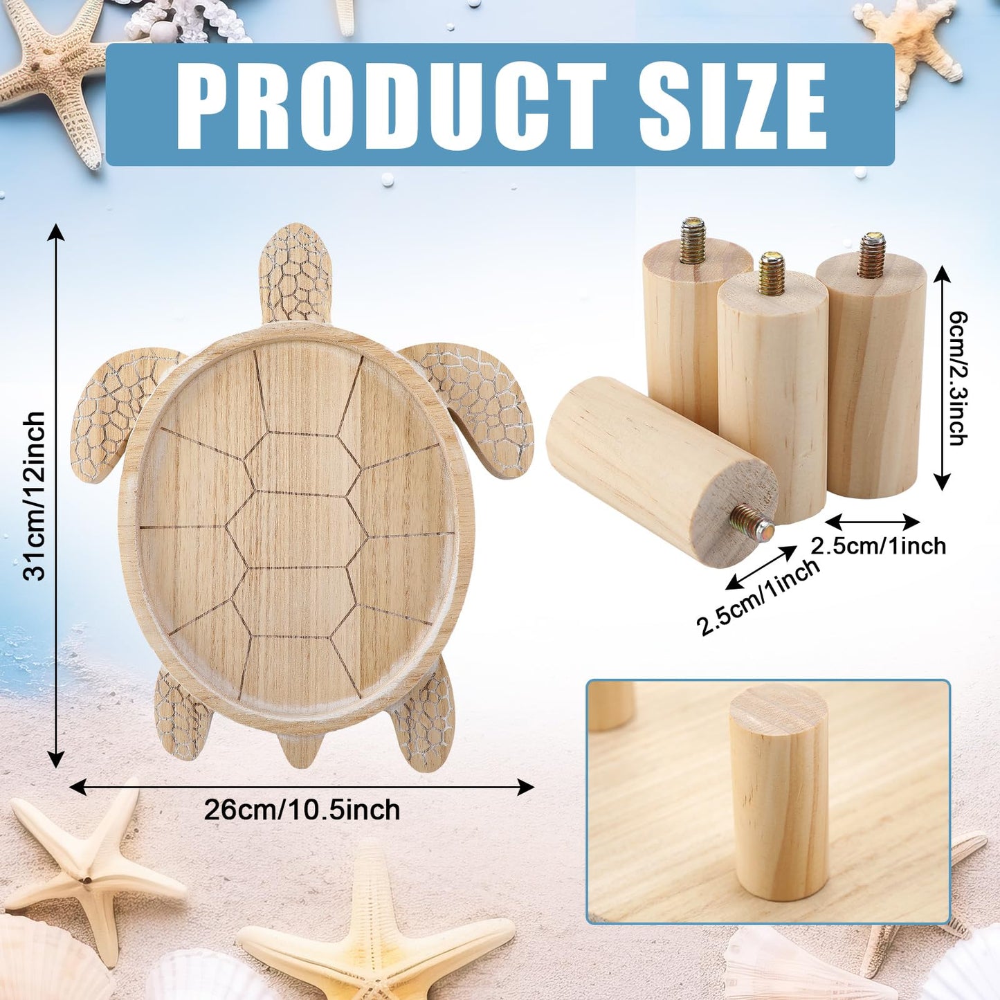 CimoroWin Turtle Pine Wood Riser Display Stand Round Pedestal Stand Wood Risers Coastal Style Riser Display Pedestal Holder for Kitchen Decor and Countertop Organizer
