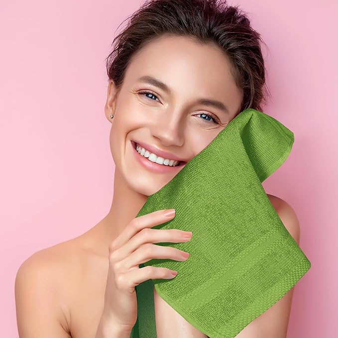 GLAMBURG Ultra Soft 12-Piece Washcloths Set 13x13-100% Ringspun Cotton