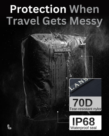LANSVEN Cordless travel vacuum bag set - Reusable Nylon Compression Bags + Rechargeable Pump - Save 60% Space - Maximize Storage - Vacuum seal bags for clothing travel - for Carry-On & Suitcase