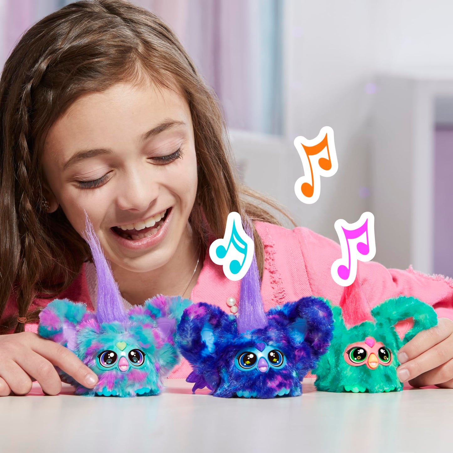 Furby Furblets Star-Lee Mini Electronic Plush Toy, Orange, White, Black