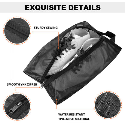Prezon Travel Shoe Bags, Water Resistant TPU Mesh, Sturdy YKK Zipper, Shoes Storage Bag, Shoes Packing Organizer, Unisex Shoe Pouch for Travel or Home Storage