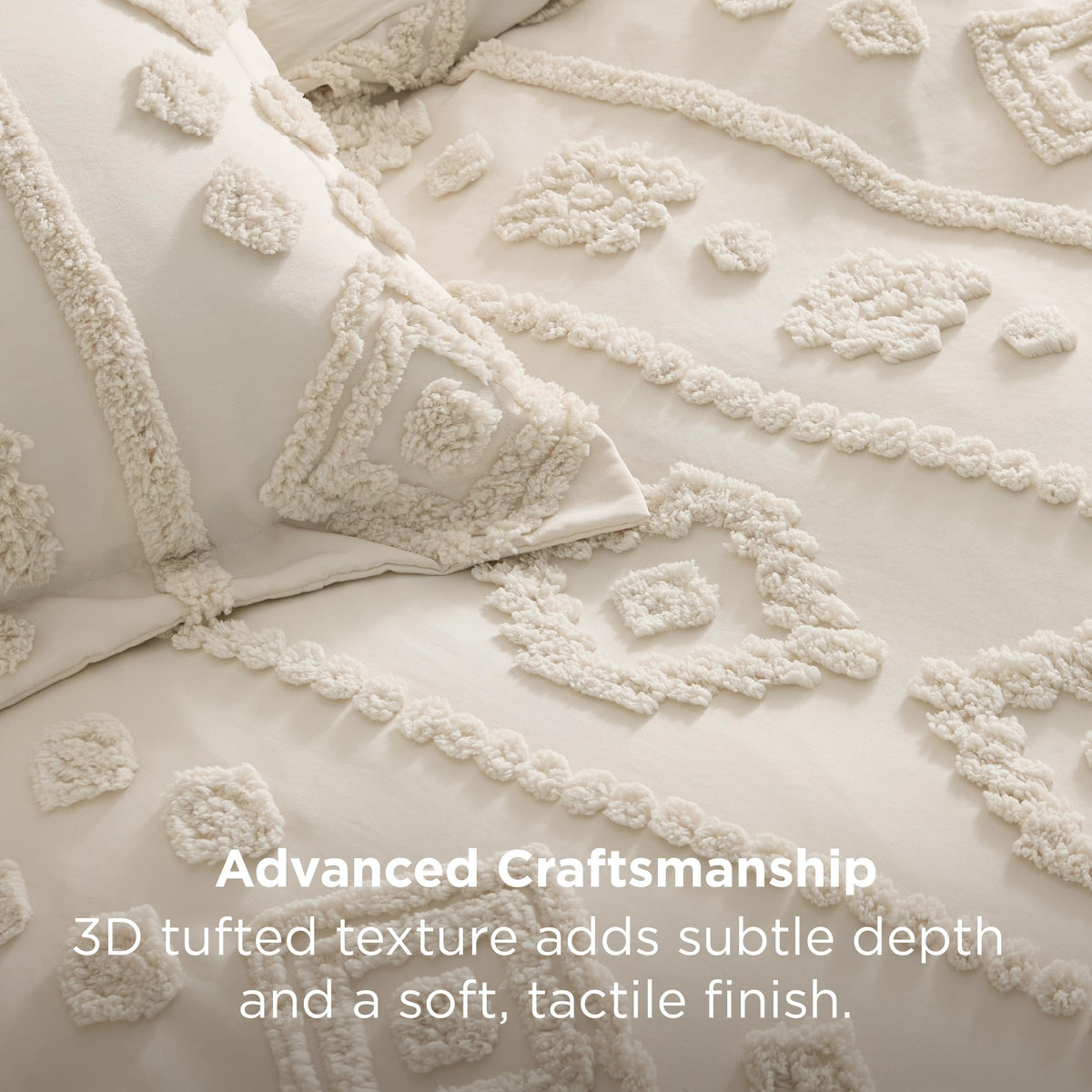 Bedsure Boho Tufted Beige Comforter King Size, GentleSoft™ 3 Pieces Boho Farmhouse-Style Decor Bedding, Exquisite Bedding for All Seasons, 1 Bed Comforter, 2 Pillow Shams, 104x90 Inches