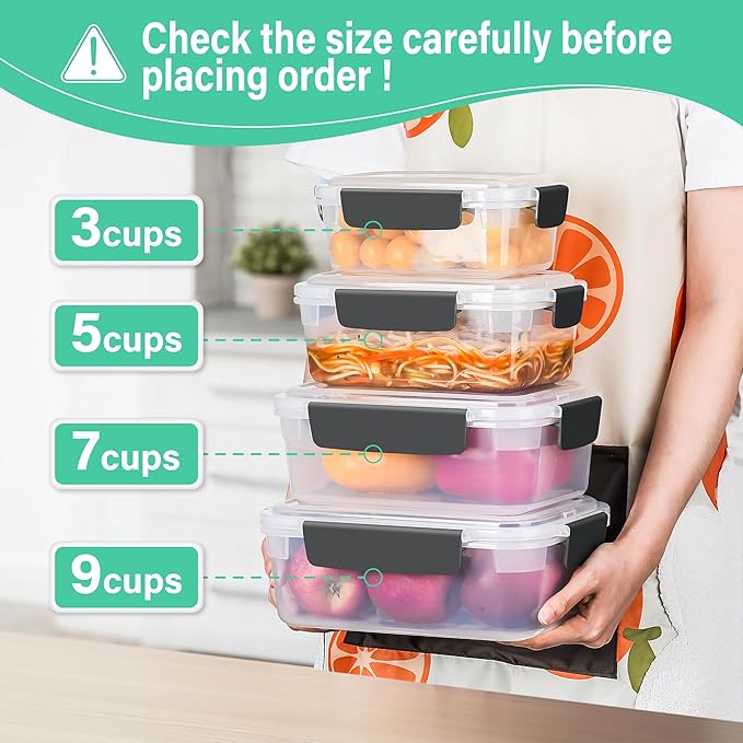 YORY 3 cup Plastic Food Storage Containers