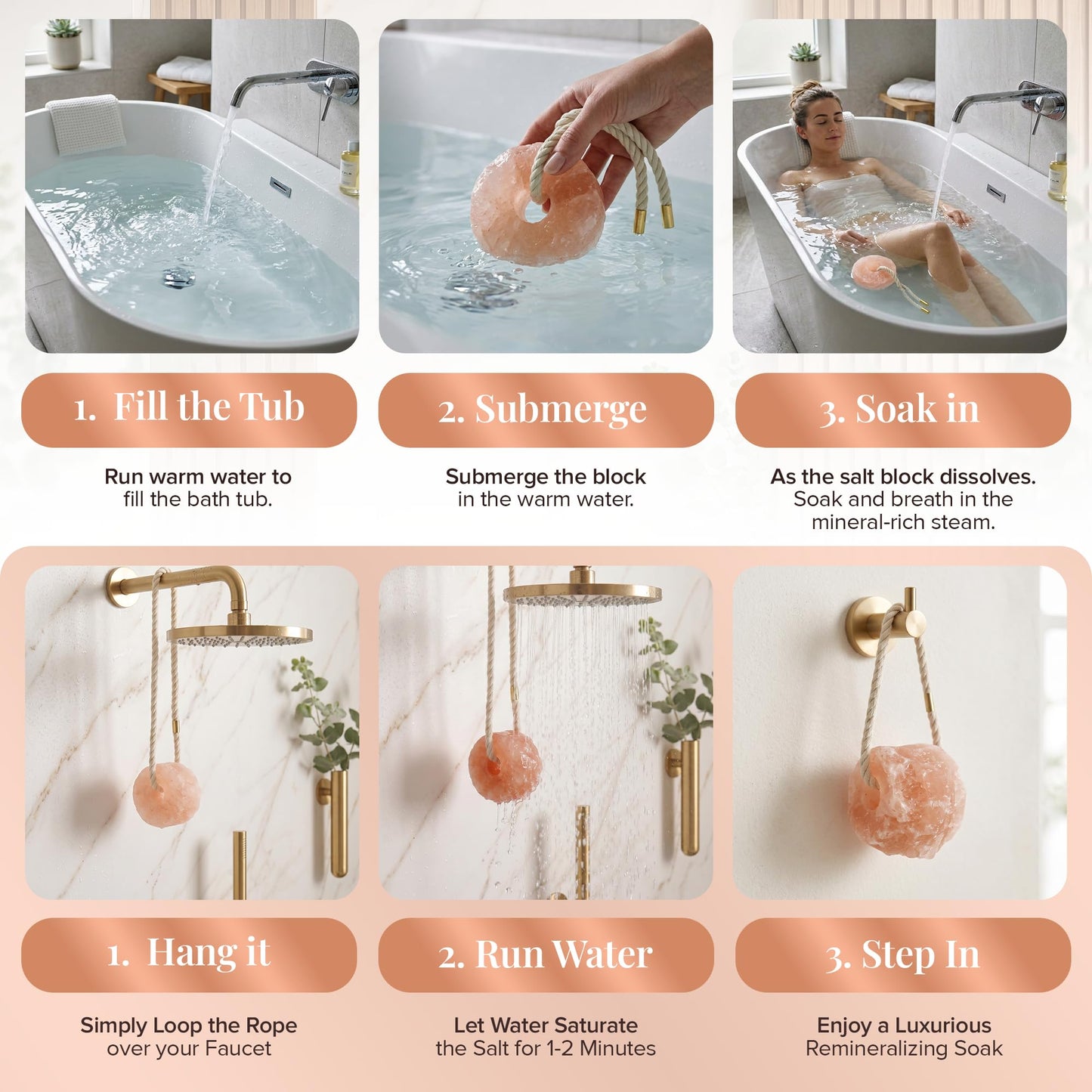 UMAID Himalayan Pink Salt Rock for Shower & Bath – Salt Buddy™ 2 lb Hanging Mineral Stone for Spa-Inspired Relaxation, Self-Care & Bath Soaks, Unique Wellness & Home Spa Gifts for Men & Women