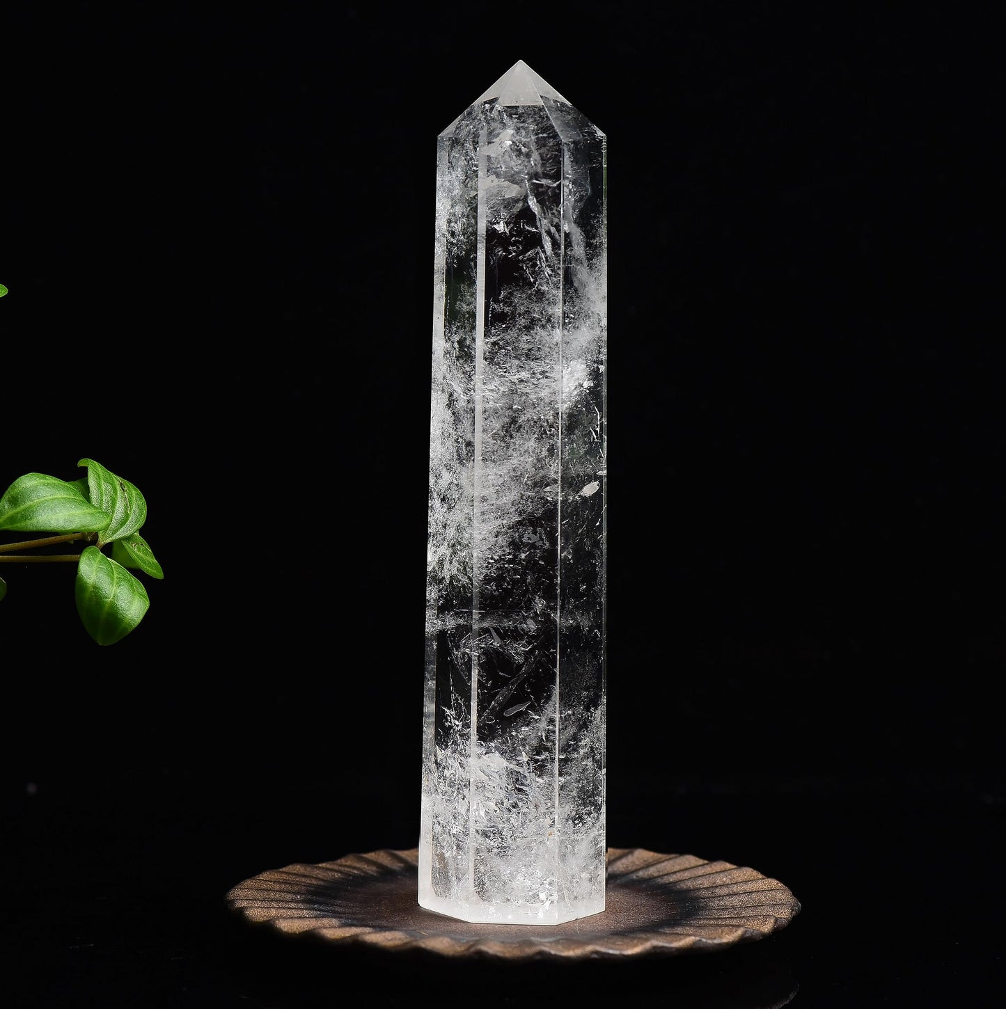 WUYOUSHI Large Clear Quartz Healing Crystal Tower 5.9-6.69" Natural Crystal Wand 6 Faceted Chakra Crystal Point Reiki Meditation Therapy