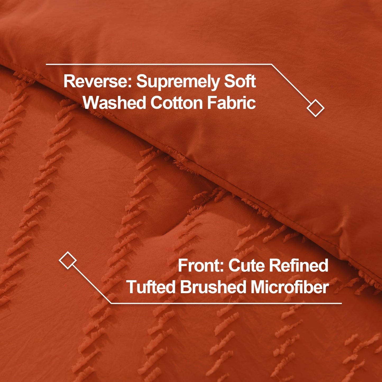 Litanika Burnt Orange King Comforter Set, 3 Pieces Lightweight Terracotta Rust Boho Fall Tufted Bedding Sets, Down Alternative Comforter Fluffy Bed Set Gift Choice