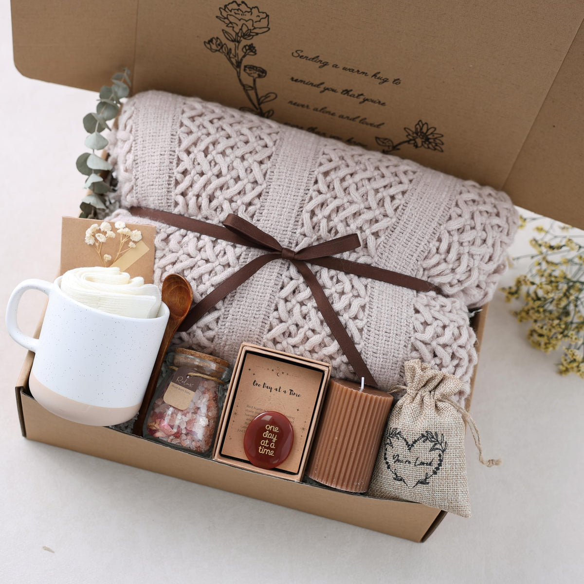 Get Well Soon Gift Baskets for Women - Earth Tone Self Care Package - After Surgery, Sympathy Gifts for Loss of Loved One, Thinking of You/ Mothers Day/ Grief /Bereavement /Miscarriage Gifts for Women