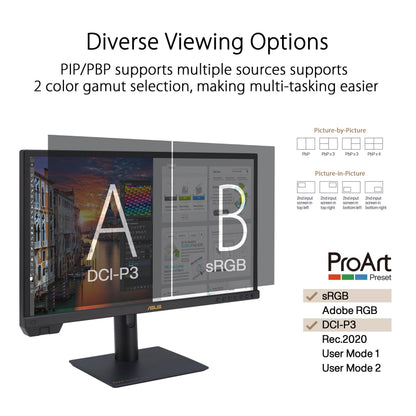 ASUS ProArt Display 14” 1080P Portable Touchscreen Monitor (PA148CTV) - Full HD, IPS, 100% sRGB/Rec.709, Color Accuracy ΔE < 2, Calman Verified, USB-C Power Delivery, Micro HDMI, Tripod Socket,Black