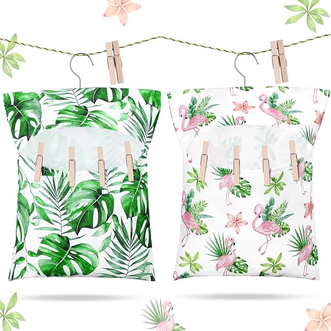 2 Pcs Clothespin Bag with Hanging Hook Waterproof Laundry 13" x 12" Clothes Pin