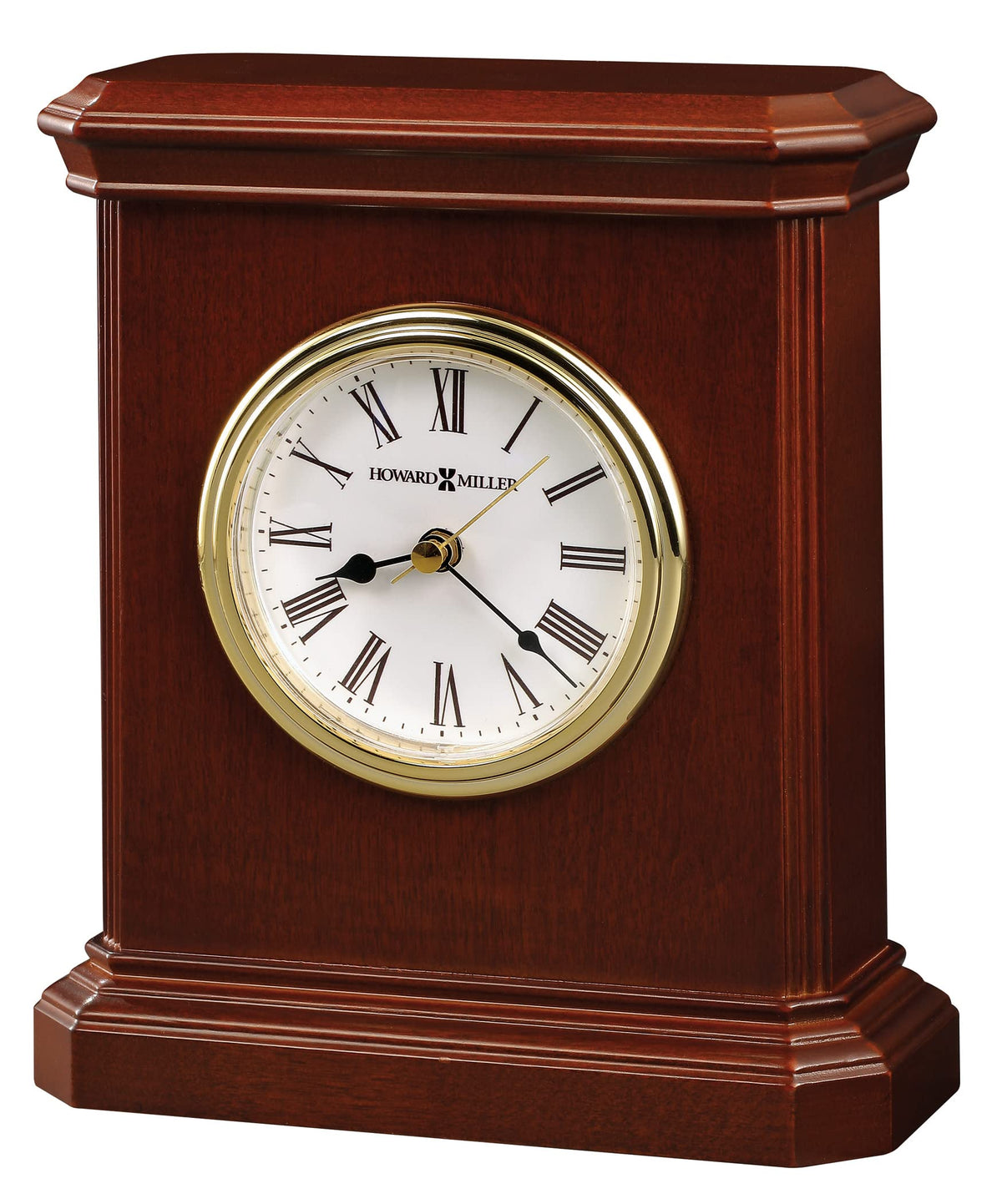 Howard Miller Windsor Carriage Tabletop Clock – Hardwood, Roman Numerals, Quartz Movement, Acrylic Crystal, Battery Operated