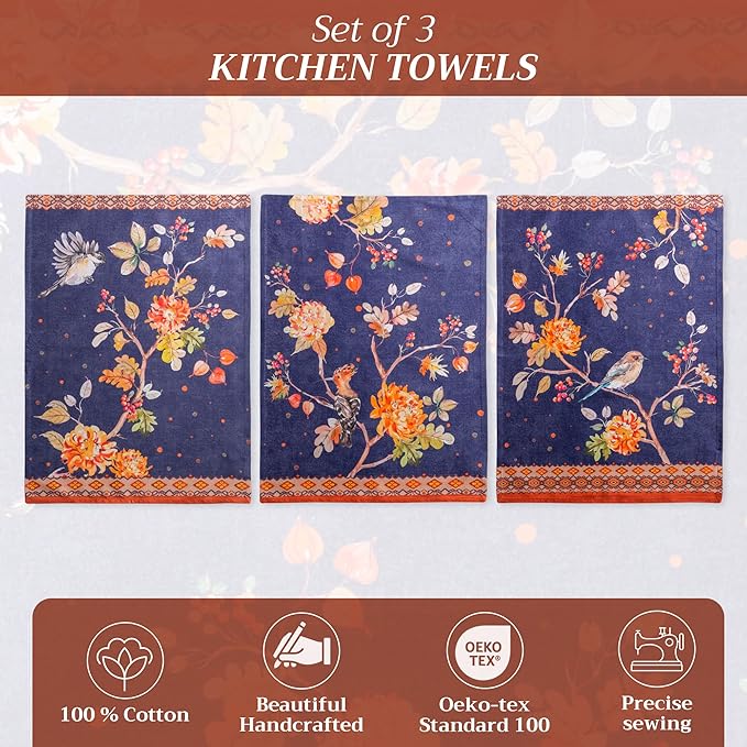 Maison d' Hermine Kitchen Towels Set of 3 100% Cotton 20" x 27.5" Reusable