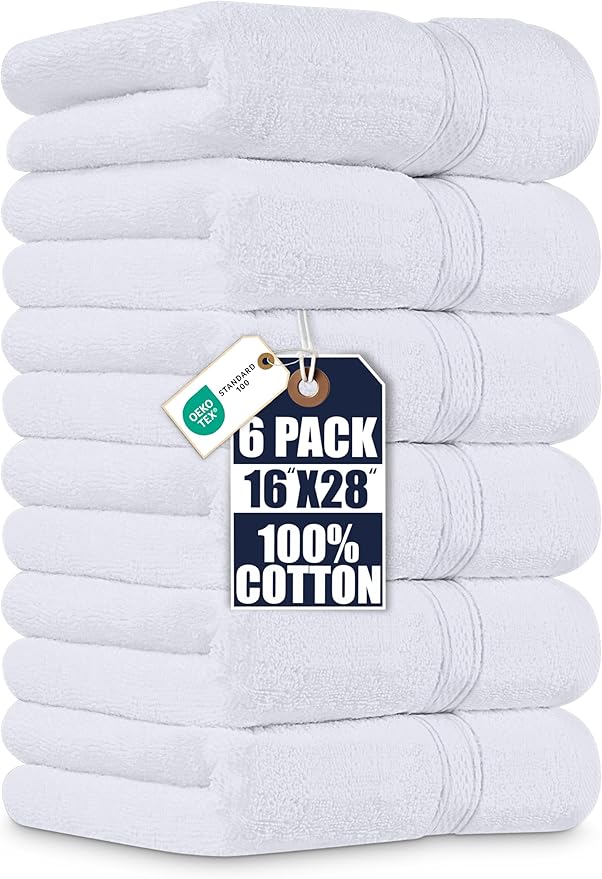 Utopia Towels 6 Pack Premium Hand Towels Set, 16 by 28 inches, 100% Ring Spun