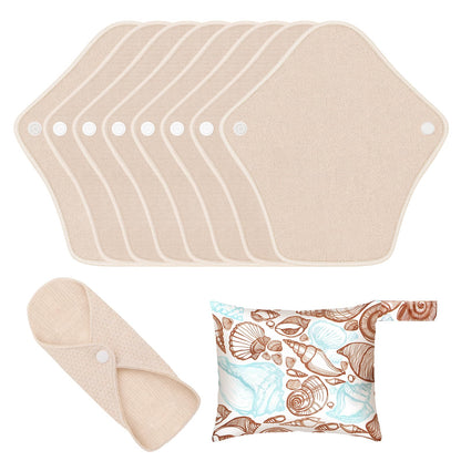 Washable Sanitary Pads Set, Reusable Sanitary Napkin, Menstrual Panty Pads for Girls/Women, Leak-Proof, Washable, Soft, Absorbent - Intimate Set with 1 Waterproof Storage Bag (180mm, Count, 8)