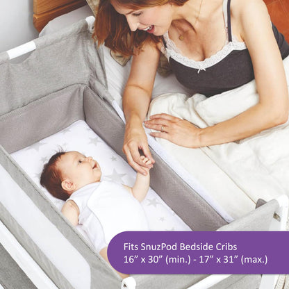2 Pack Crib Fitted Sheets 44 x 80cm – White – Light, Breathable & Luxurious Jersey Cotton Made to Last & Designed to Fit SnüzPod Bedside Cribs