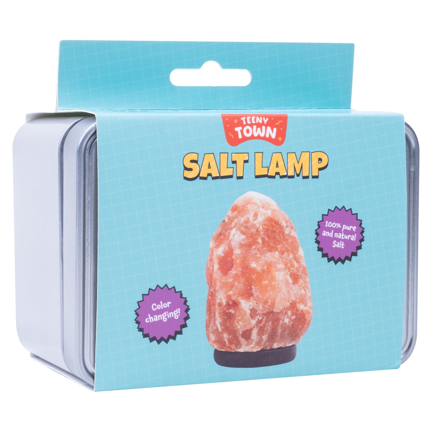 Fizz Creations Teeny Town Miniature Himalayan Salt Lamp – Battery-Operated LED Mood Light with Carry Case – Ideal for Desktops, Coffee Tables, and Small Spaces – Natural Orange Glow
