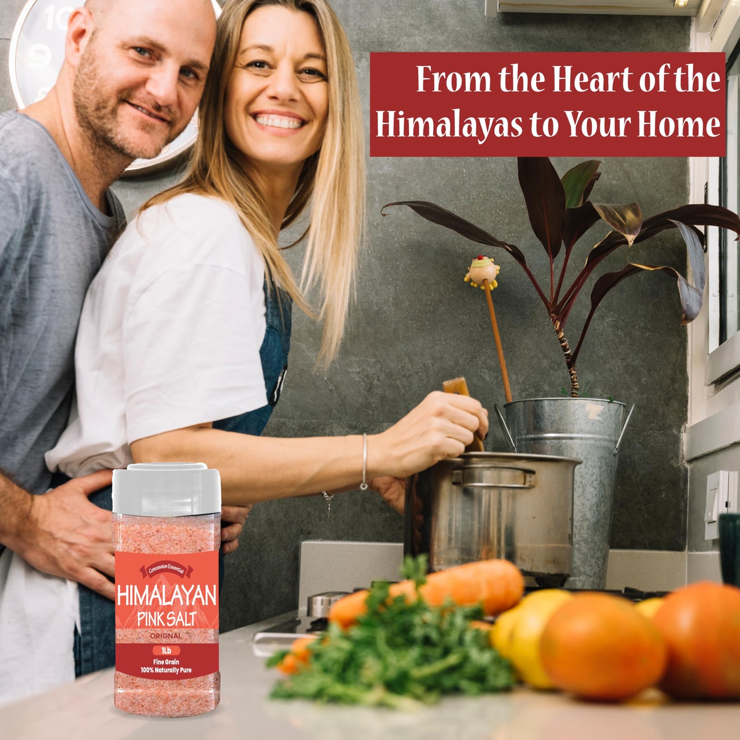 Concession Essentials- Himalayan Fine Grain Pink Salt (1lb) Includes a 3" Wooden Scoop
