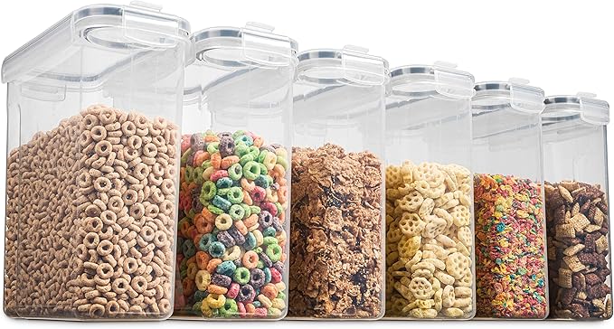 6 Pack Airtight Cereal Food Storage Container