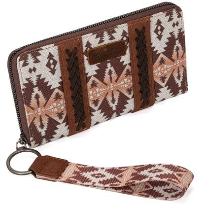 Montana West × Wrangler Wristlet Western Wallet Boho Aztec Credit Card Holder for Women, 2203 Light Coffee, L, Minimalist