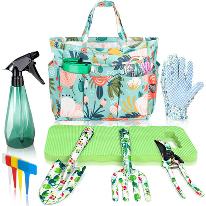 Gifts for Mom Mothers Day, Mom Birthday Gifts from Daughters Floral Gardening Tools and Durable Garden Tools Organizer Tote, Ideal Gardening Gift for Women Plant Lover Present