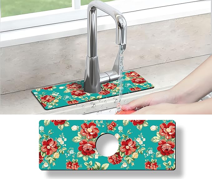 Kitchen Sink Splash Guard Faucet Mat Super Absorbent Fast Drying Mat Sink