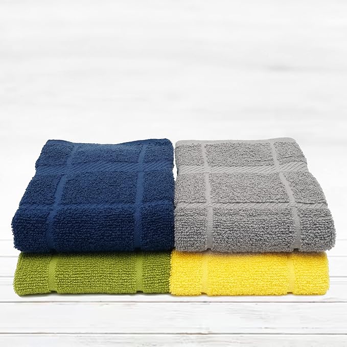 100% Cotton Terry Dish Towels, 4 Pack Solid, 16 x26 Inches, Super Soft and