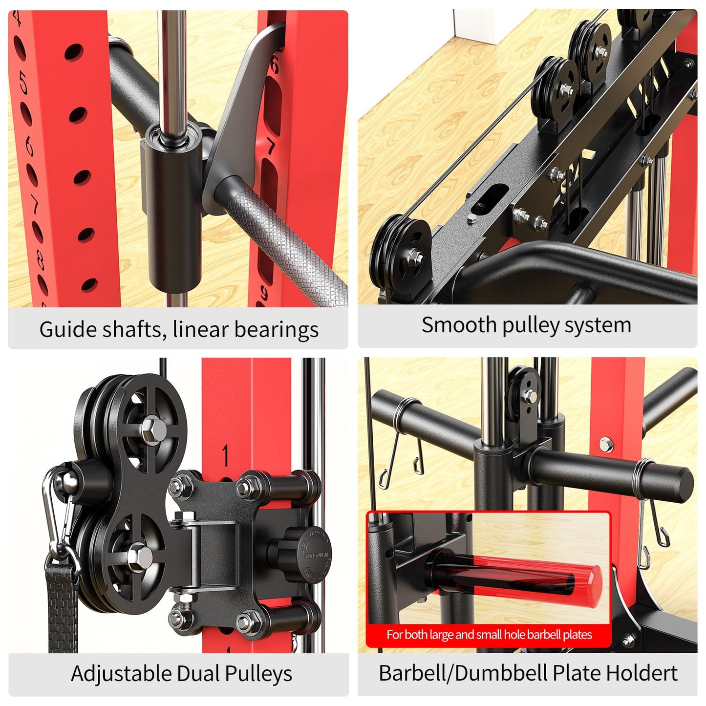 XGSW XINGESIWR Multi-Purpose Squat Rack,Smith Machine Weight Rack Set with Cable Crossover System, Home Gym Power Racks, Power Racks and Packages (L06 Two Users, Power cage Red+Bench)