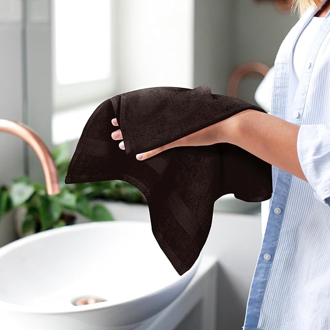 GLAMBURG Ultra Soft 6-Piece Hand Towel Set 16x28-100% Ringspun Cotton