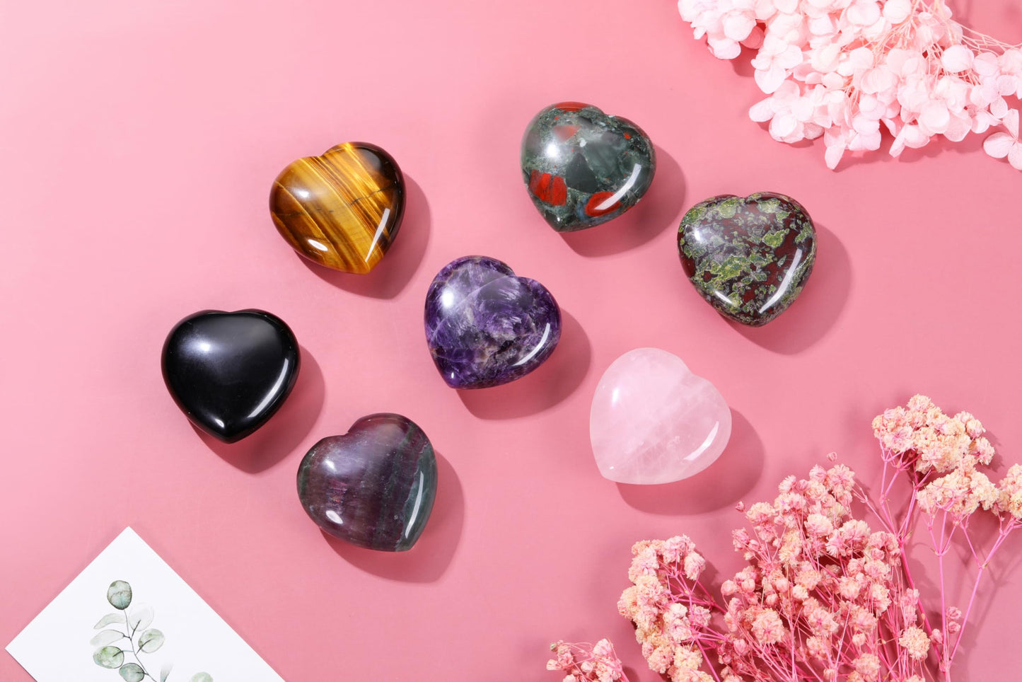 Jovivi 45mm Big Fluorite Crystal Heart Healing Crystals Heart Stones Polished Pocket Love Gemstones Chakra Reiki Energy Balancing Meditation Massag Gift