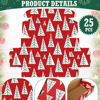 Zhanmai 25 Pcs Christmas Shipping Gift Boxes Small Holiday Mailing Cardboard Gifts Boxes Christmas Shipping Packaging Cases for Wrapping Holiday Goodie Present(4 x 8 x 2 Inch,Classic Style)