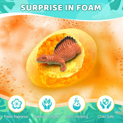 Bath Bombs for Kids with Surprise Toys Inside - 9 Pack Organic Dinosaur Bath Bombs Gift Set, Bubble Bath Fizzes, Dinosaur Toys for Kids 3 4 5 6 7 8 9 Years, Stocking Stuffers for Kids, Christmas Gifts