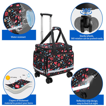 Medical Bag Rolling Roller Bag Trolley Duffel Nurses EMT CNA RN Empty for First Aid Responder Home Health Care Nursing Student Roll Duffle Bag Carry on Wheels Work Physicians Doctor