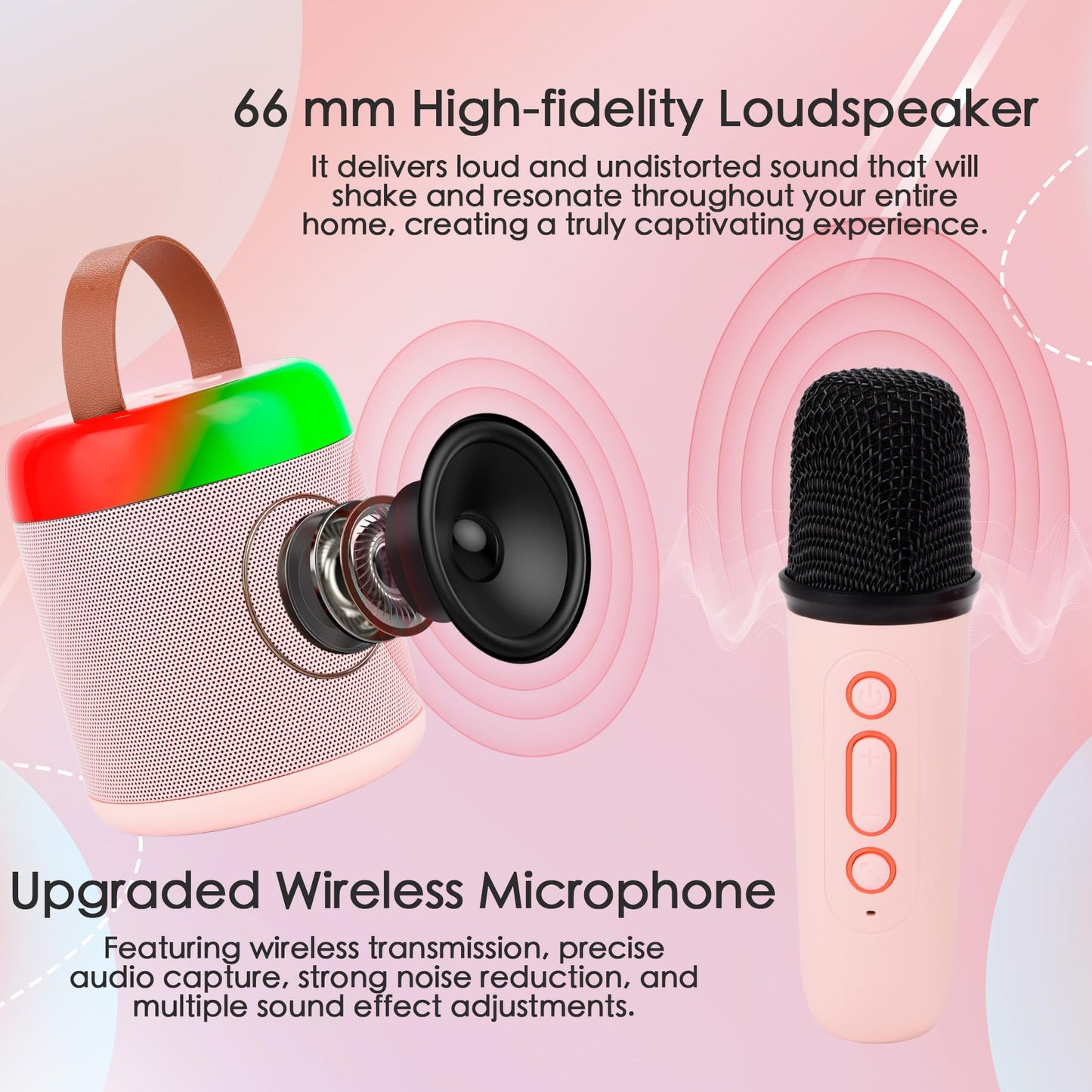 Birthday Gifts for 3, 4, 5, 6, 7, 8, 9, 10, 11, 12 Year Old Toys Girls Boys, Christmas Stocking Stuffers,Karaoke Machine for Kids Teens Adults, Portable Bluetooth Speaker with Wireless Microphone