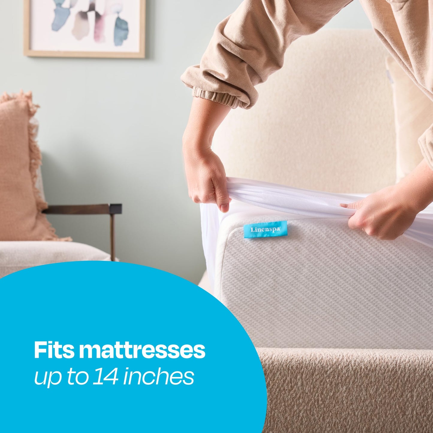 Linenspa Waterproof Mattress Protector, Queen Size – Fitted Sheet Style, Breathable, Machine Washable & Dryer Safe, White