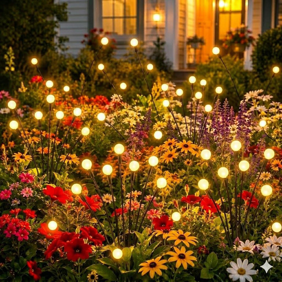 VerveAura Solar Firefly Lights Outdoor Waterproof, 4 Pack Swaying Garden Lights with Dancing Firefly Glow, 17mm Large Bulbs, 800mAh Battery, Monocrystalline Solar Panel, Yard Pathway Decor