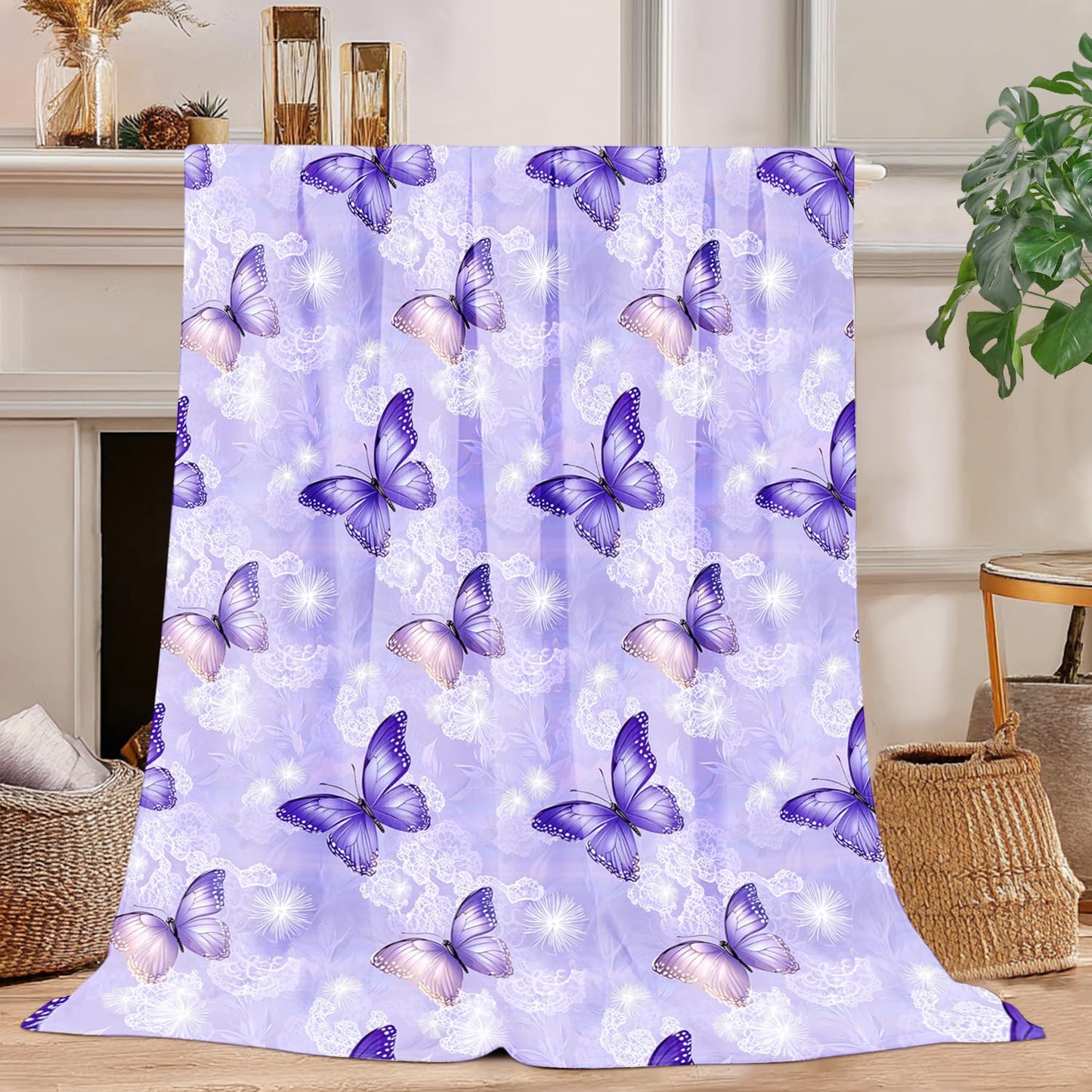 Butterfly Blanket Butterfly Throw Blanket Super Soft Plush Flannel Fleece Bedding Gifts for Boys Girls Men Women Lovers Adults Stuff for Couch Sofa Bed Room Decor 50"X60"