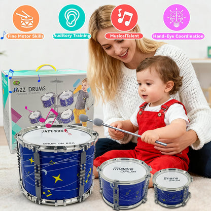 Kids Drum Set for Toddlers 1-3, Upgraded Kids Jazz Drum Ages 3-5, Musical Instrument Toys & All Plastic, Percussion Beginner Christmas Gift Toys for 3 4 5 6 Year Old Boys Girls Ages 2-5 4-6 5-7