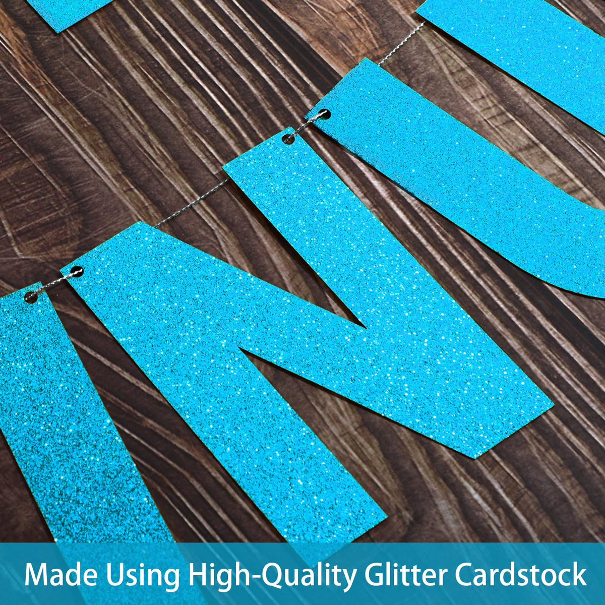 TaoBary 112 Pcs DIY Letter Kit Glitter Customizable Banner Letters Include 107 Letters and Numbers 3 Rope and 2 Needles for Birthday Halloween Christmas Wedding Valentine Party Decor(Baby Blue)