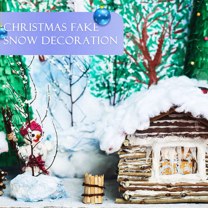 Tatuo 3 Bags Christmas Fake Snow Artificial Snow Blanket Fiber Fluffy Snow Indoor Snow for Christmas Tree Winter Mantle Village Decor, Nativity and Easy Christmas Display Decoration, 5.3 oz Per Bag