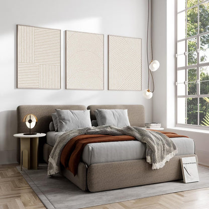 Beige Abstract Wall Art Pictures Set of 3 Boho Modern Canvas Wall Decor Neutral Line Wall Art Minimalist Art Abstract Beige Prints Painting Modern Artwork for Living Room Bedroom 12x16 Inch Unframed